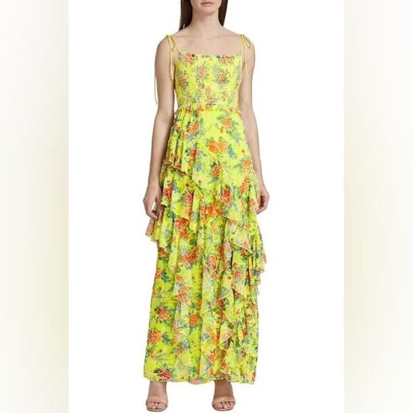 Alice + Olivia Jocelyn Tiered Ruffle Maxi Dress NWT - Picture 1 of 9